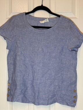 C&C California Chambray Short Sleeve Button-Hem Top